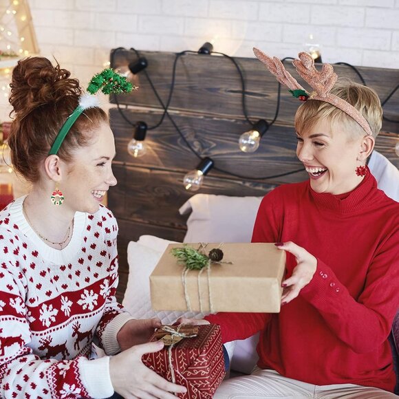 Christmas Rhinestone Pearl Bow Earrings Holiday Jewelry Gifts for Women - Picture 4 of 9